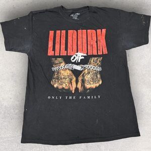 Lil Durk Only The Family T Shirt Men's Size Large‎ Distressed Paint Black